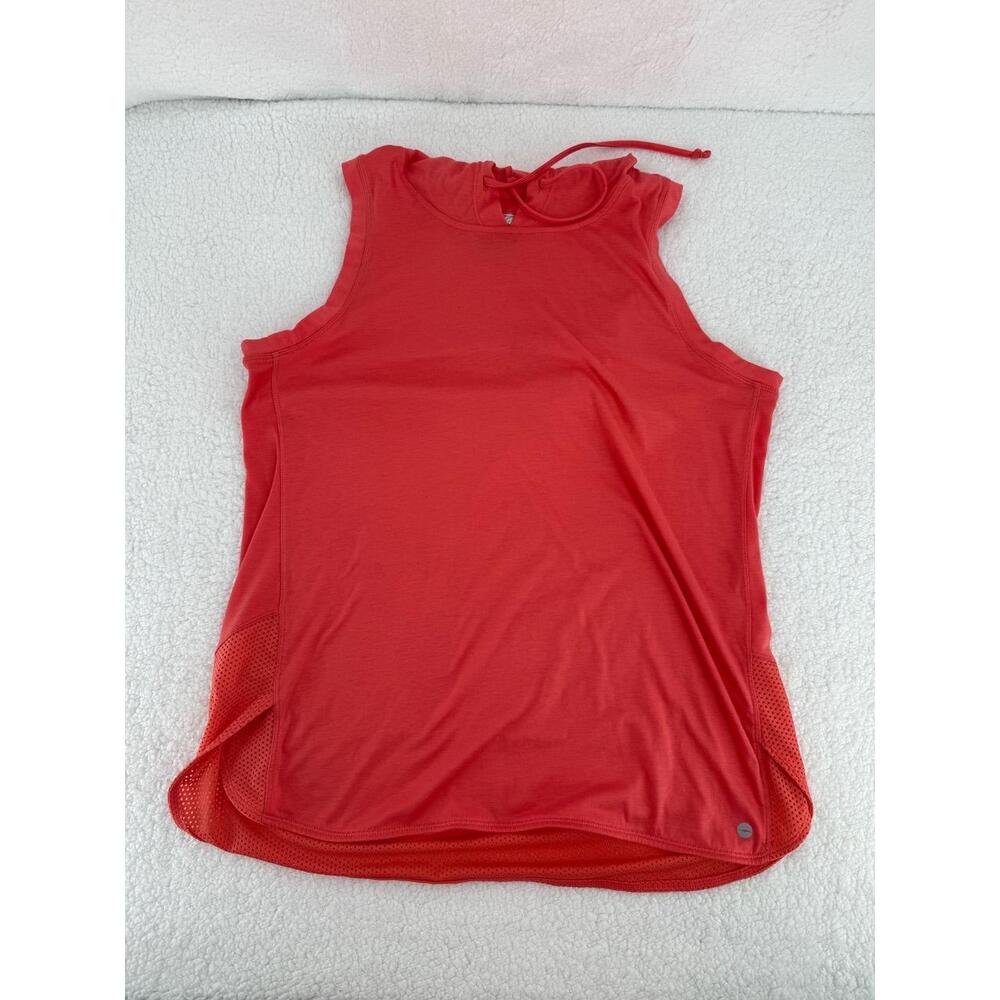 Avia Women's Salmon Sleeveless Drawstrings Hooded Tank Top Stretchy Casual Large
